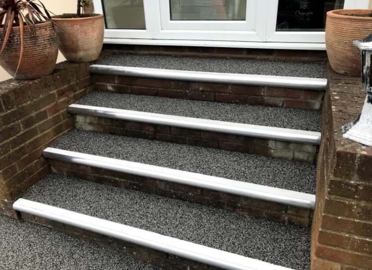 This is a photo of a Resin bound stair path carried out in Wirral. All works done by Resin Driveways Wirral